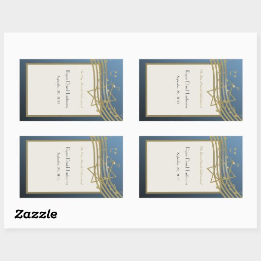Sticker Rectangulaire Music Bar Mitzvah (Feuille)