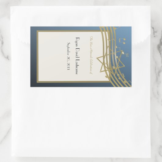 Sticker Rectangulaire Music Bar Mitzvah (Sac)