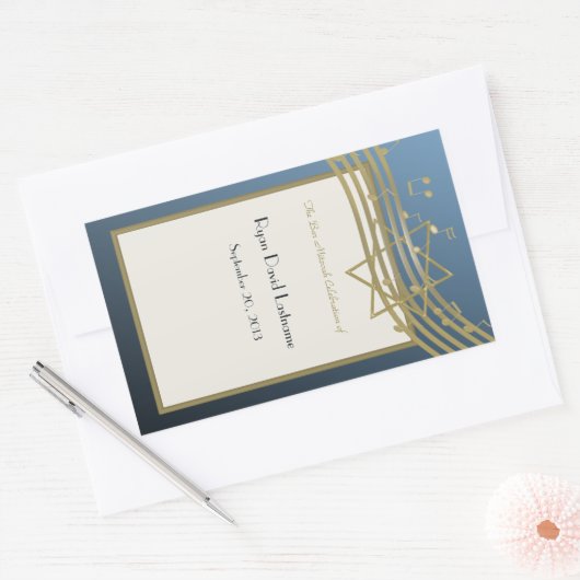 Sticker Rectangulaire Music Bar Mitzvah (Enveloppe)