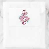 Sticker Rectangulaire Musical treble clef notes with Sakura flowers (Sac)