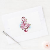 Sticker Rectangulaire Musical treble clef notes with Sakura flowers (Enveloppe)