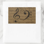 Sticker Rectangulaire Musical Treble Clef Sheet Musique Classique (Sac)