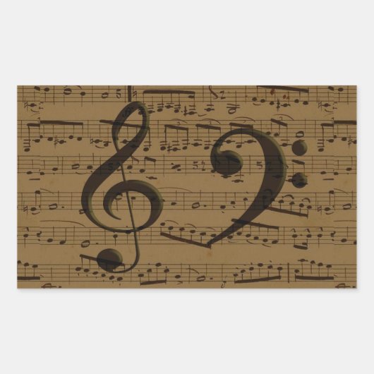 Sticker Rectangulaire Musical Treble Clef Sheet Musique Classique (Devant)