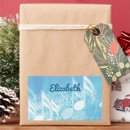 Sticker Rectangulaire Musique bleue personnalisée (vacances)