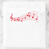 Sticker Rectangulaire musique d'amour, notes musicales aux coeurs (Sac)