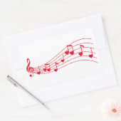 Sticker Rectangulaire musique d'amour, notes musicales aux coeurs (Enveloppe)