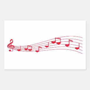 Sticker Rectangulaire musique d'amour, notes musicales avec des coeurs