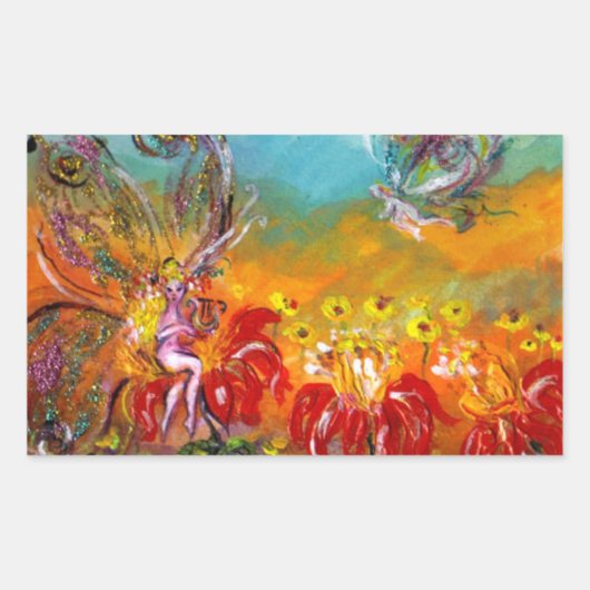 Sticker Rectangulaire MUSIQUE FABRIQUANT FLEURS FAIRY Imaginaire floral (Devant)