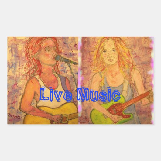 Sticker Rectangulaire Musique Live Guitar Girls (Devant)