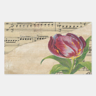 Sticker Rectangulaire Musique victorienne vintage Tulips romantiques
