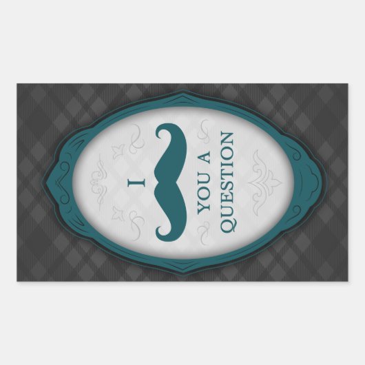 Sticker Rectangulaire Mustache Bash Question Élégantes Invitations De Fr (Devant)
