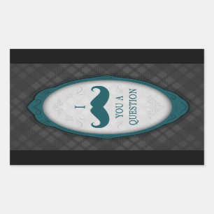 Sticker Rectangulaire Mustache Bash Question Élégantes Invitations De Fr