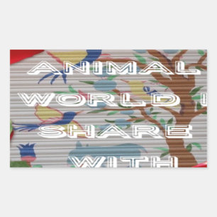 Sticker Rectangulaire My Animal World : Belle conception d'arbre et d'oi