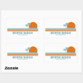 Sticker Rectangulaire Myrtle Beach Caroline du Sud Sun Palm Trees (Feuille)