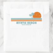 Sticker Rectangulaire Myrtle Beach Caroline du Sud Sun Palm Trees (Sac)