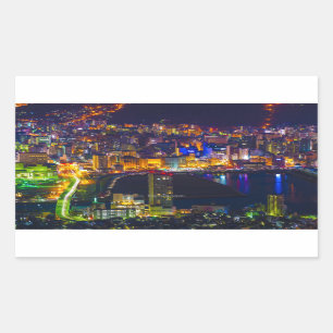 Sticker Rectangulaire Nagasaki Japon la nuit
