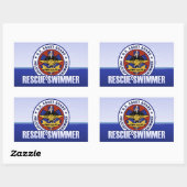 Sticker Rectangulaire Nageur de délivrance de la garde côtière (Feuille)