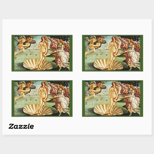 Sticker Rectangulaire Naissance de Vénus par Botticelli, Art (Feuille)