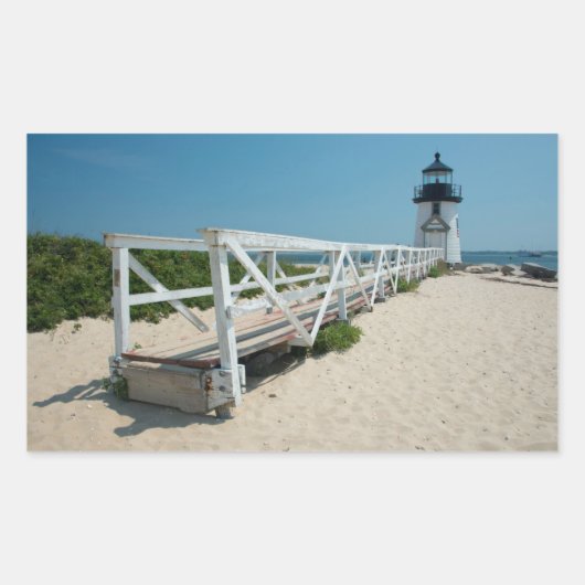 Sticker Rectangulaire Nantucket. Ancien phare en bois (Devant)
