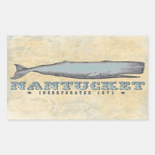 Sticker Rectangulaire Nantucket Baleine MA Inc 1671