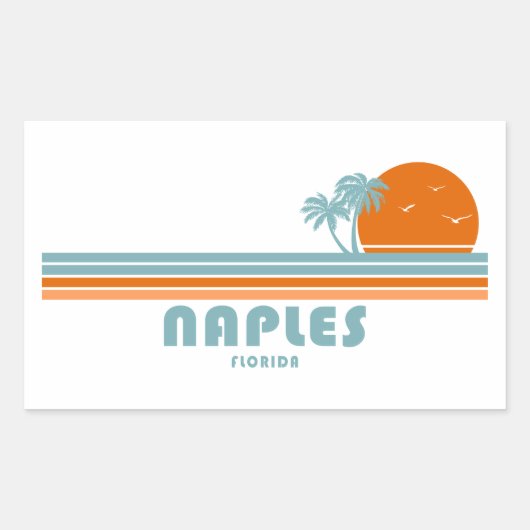 Sticker Rectangulaire Naples Florida Sun Palm Trees (Devant)