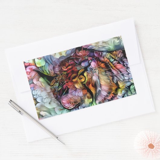 Sticker Rectangulaire Nari et les fleurs (Enveloppe)