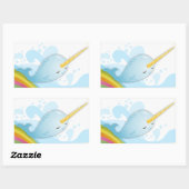 Sticker Rectangulaire Narwhals nagent sur Rainbows (Feuille)