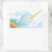 Sticker Rectangulaire Narwhals nagent sur Rainbows (Sac)