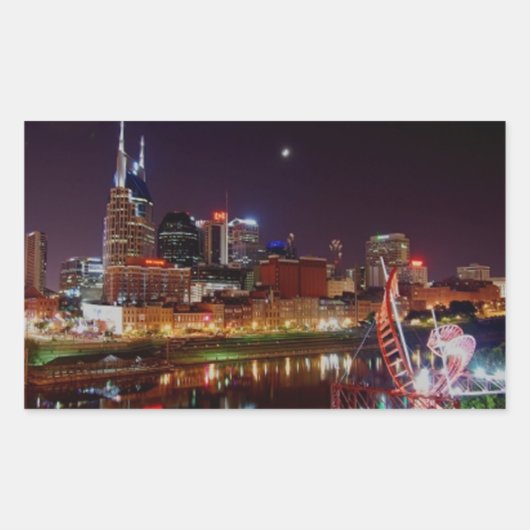 Sticker Rectangulaire Nashville Skyline (Devant)