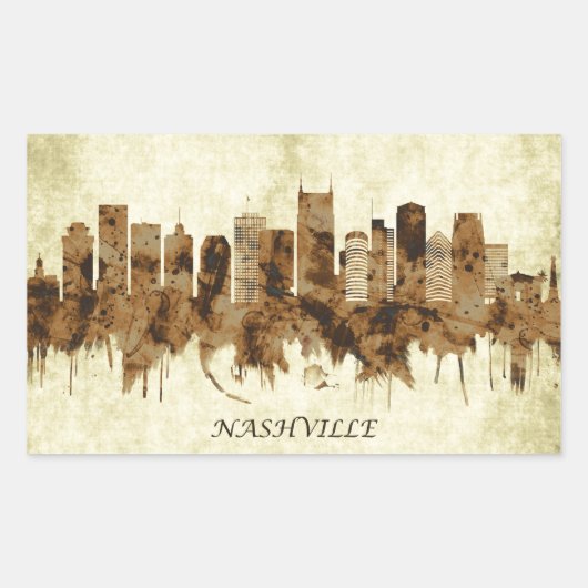 Sticker Rectangulaire Nashville Tennessee Cityscape (Devant)