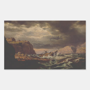 Sticker Rectangulaire Naufrage sur la côte norvégienne par Johan Dahl