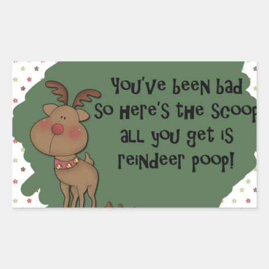 Sticker Rectangulaire Naughty Funny Christmas Reindeer Poop Don Dit (Devant)