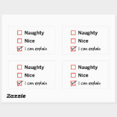 Sticker Rectangulaire Naughty ou Nice - Je peux expliquer (Feuille)