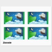 Sticker Rectangulaire Navire volant à l'atterrissage (Feuille)