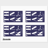 Sticker Rectangulaire Navy Blue Bold Simple Merci Wedding Favor (Feuille)