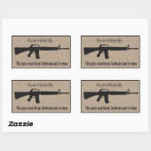 Sticker Rectangulaire Ne craignez pas le fusil noir mal (Feuille)