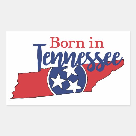 Sticker Rectangulaire Né dans Tennessee State Symbols Volunteer State (Devant)