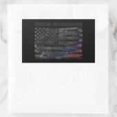 Sticker Rectangulaire Ne jamais abandonner le drapeau noir américain (Sac)