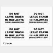 STICKER RECTANGULAIRE NE LAISSEZ PAS DE TRASH DANS LES COULOIRS (Feuille)