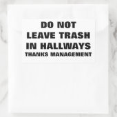 STICKER RECTANGULAIRE NE LAISSEZ PAS DE TRASH DANS LES COULOIRS (Sac)