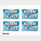 Sticker Rectangulaire Né pour patiner bleu aquarelle graffiti libellé (Feuille)