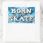 Sticker Rectangulaire Né pour patiner bleu aquarelle graffiti libellé (Sac)