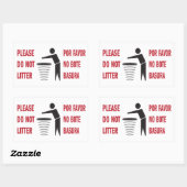 Sticker Rectangulaire Ne salissez pas l'anglais-espagnol de signe (Feuille)