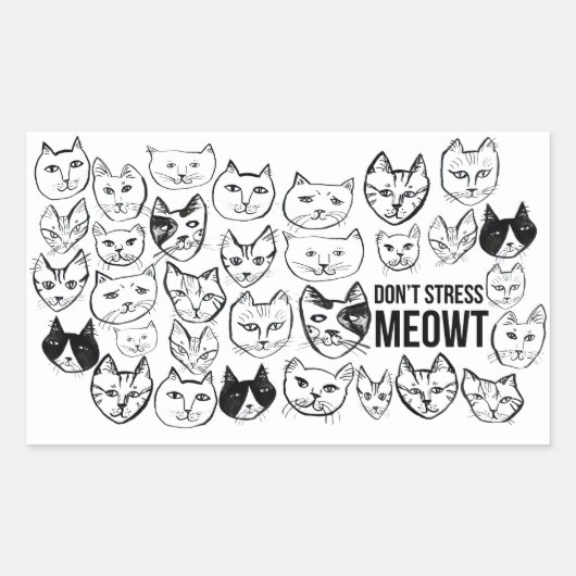 Sticker Rectangulaire Ne stressez pas Meowt Drôle Chat (Devant)