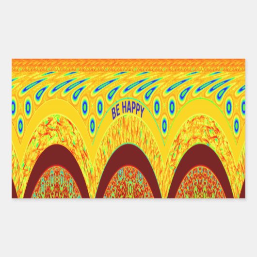 Sticker Rectangulaire Ne vous inquiétez pas être heureux Art Design (Devant)