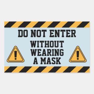 Sticker Rectangulaire N'entrez pas sans masque