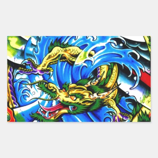 Sticker Rectangulaire Neo Jap Dragon Tattoo (Devant)