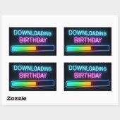 Sticker Rectangulaire Neon Birthday Computer Downloading Bar (Feuille)