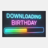 Sticker Rectangulaire Neon Birthday Computer Downloading Bar (Devant)