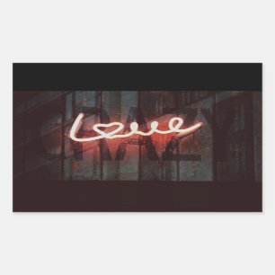 Sticker Rectangulaire néon d'amour fou, signe
